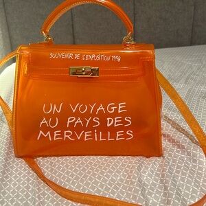 Orange crossbody bag-  transparent orange
